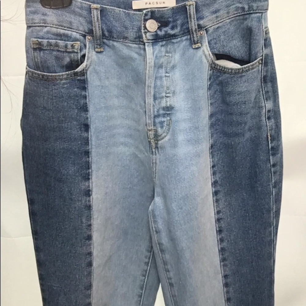 Women’s PacSun Color Block 2 Panel High Rise Straight Fit Denim Jeans